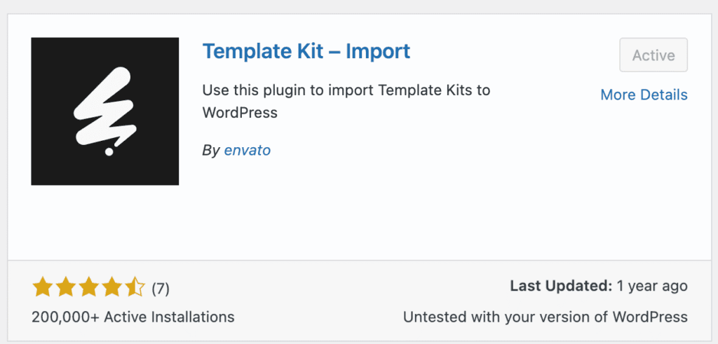 Screenshot of the import plugin